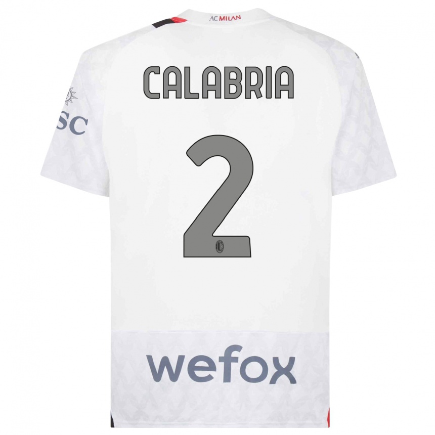 Damen Fußball Davide Calabria #2 Weiß Auswärtstrikot Trikot 2023/24 T-Shirt Luxemburg