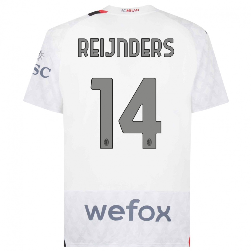 Damen Fußball Tijjani Reijnders #14 Weiß Auswärtstrikot Trikot 2023/24 T-Shirt Luxemburg