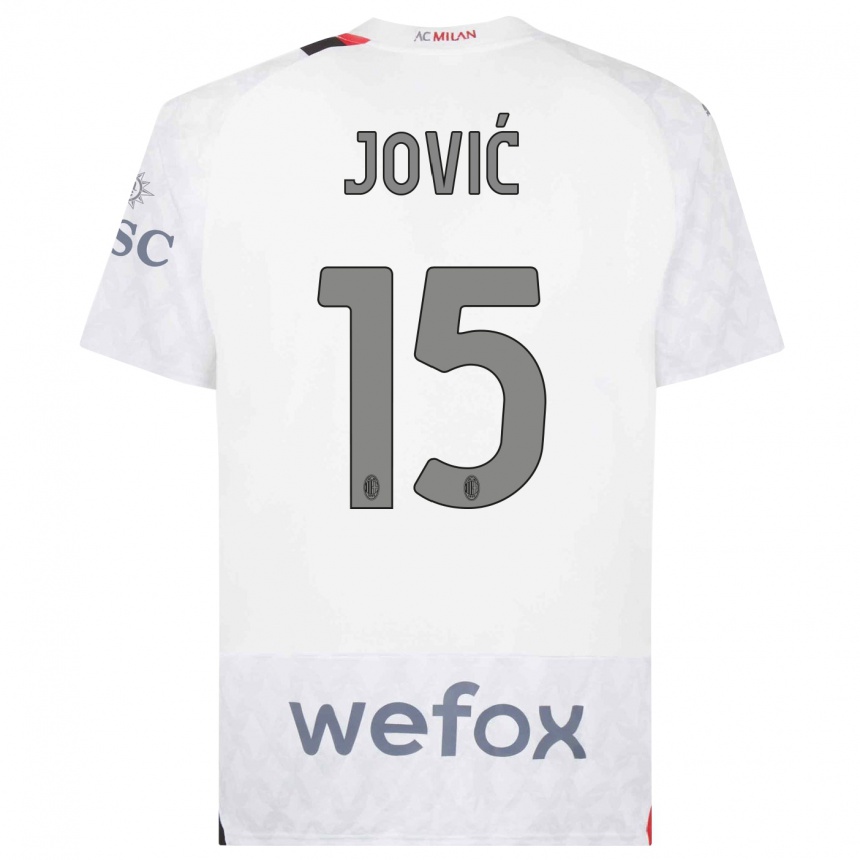 Damen Fußball Luka Jovic #15 Weiß Auswärtstrikot Trikot 2023/24 T-Shirt Luxemburg
