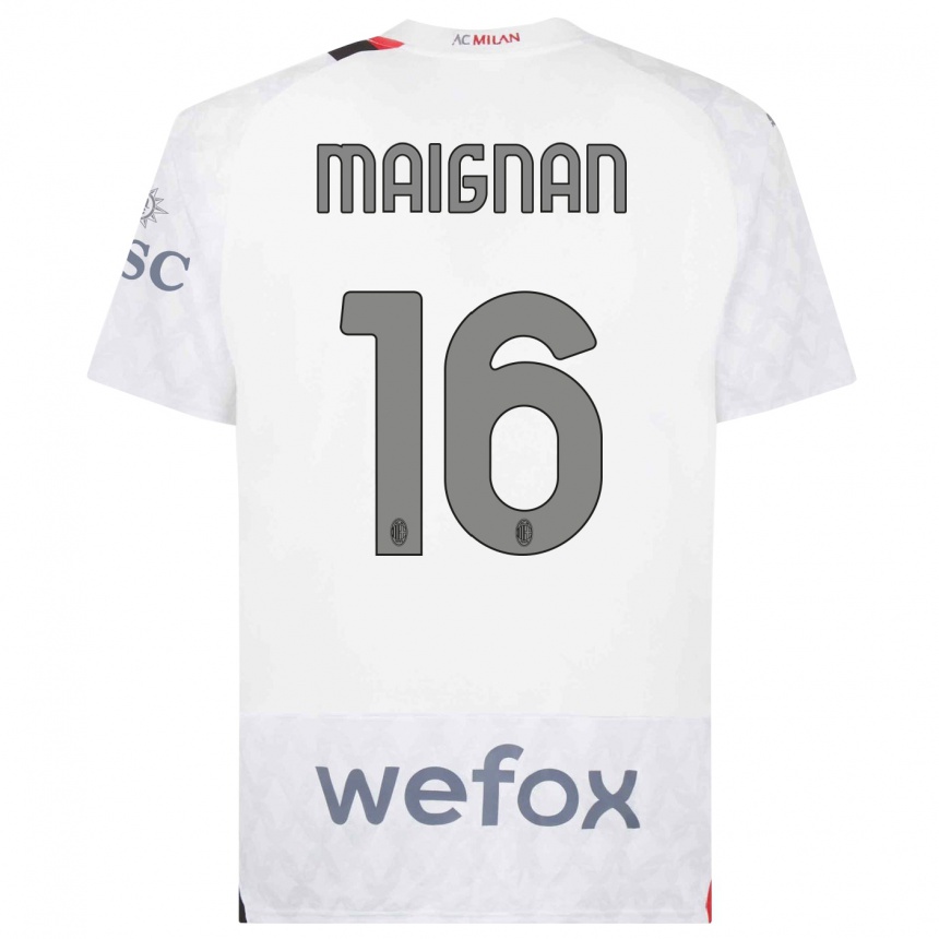 Damen Fußball Mike Maignan #16 Weiß Auswärtstrikot Trikot 2023/24 T-Shirt Luxemburg