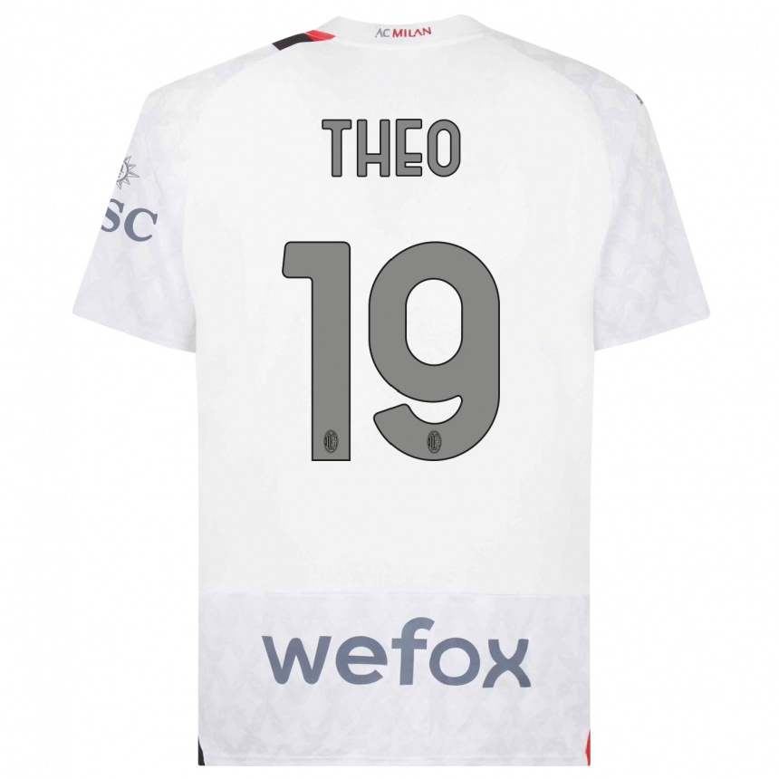 Damen Fußball Theo Hernandez #19 Weiß Auswärtstrikot Trikot 2023/24 T-Shirt Luxemburg