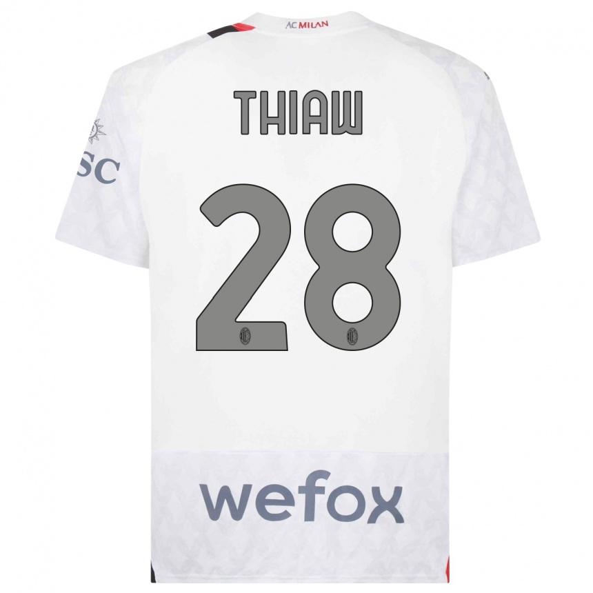 Damen Fußball Malick Thiaw #28 Weiß Auswärtstrikot Trikot 2023/24 T-Shirt Luxemburg