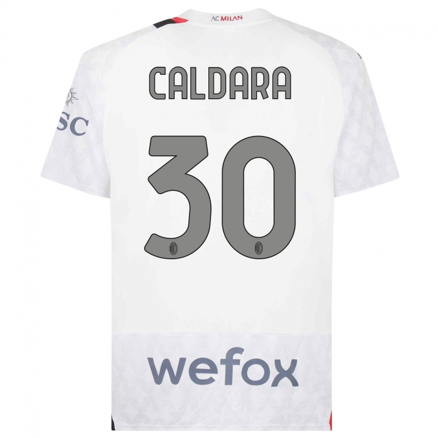 Damen Fußball Mattia Caldara #30 Weiß Auswärtstrikot Trikot 2023/24 T-Shirt Luxemburg