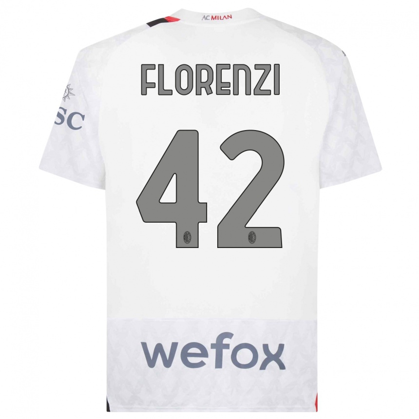 Damen Fußball Alessandro Florenzi #42 Weiß Auswärtstrikot Trikot 2023/24 T-Shirt Luxemburg