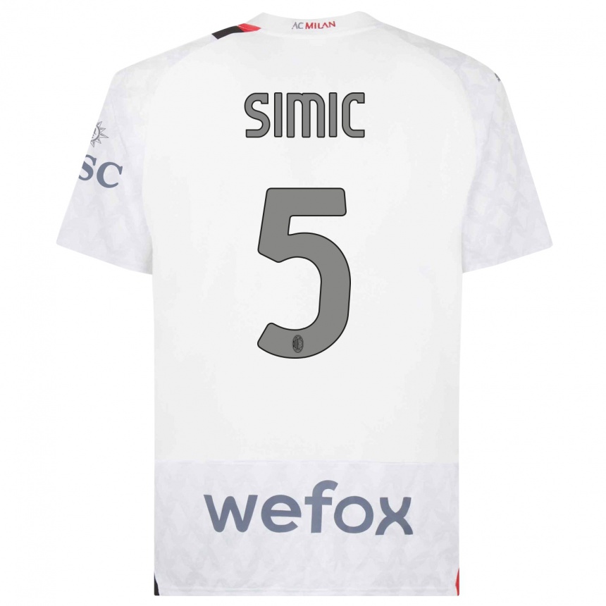 Damen Fußball Jan-Carlo Simic #5 Weiß Auswärtstrikot Trikot 2023/24 T-Shirt Luxemburg