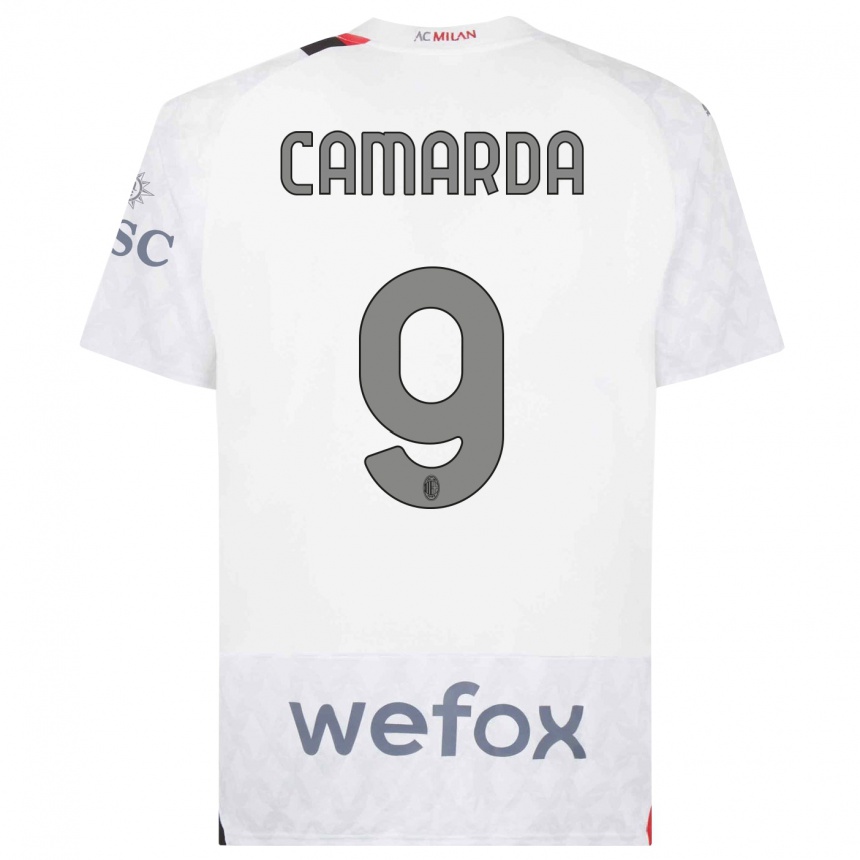 Damen Fußball Francesco Camarda #9 Weiß Auswärtstrikot Trikot 2023/24 T-Shirt Luxemburg