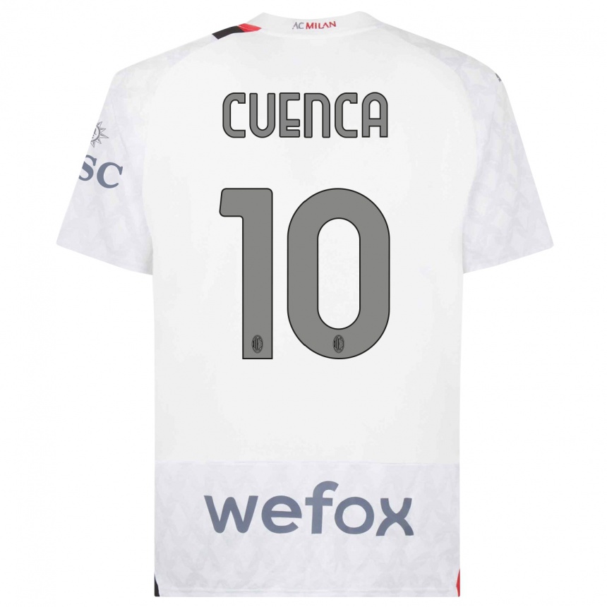 Damen Fußball Hugo Cuenca #10 Weiß Auswärtstrikot Trikot 2023/24 T-Shirt Luxemburg