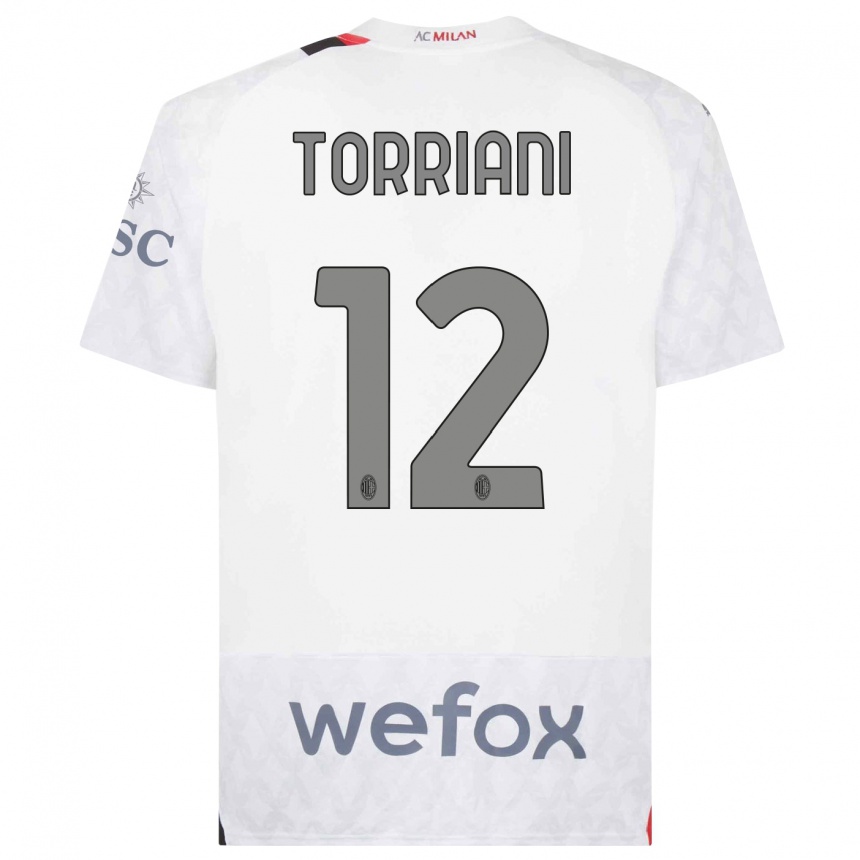 Damen Fußball Lorenzo Torriani #12 Weiß Auswärtstrikot Trikot 2023/24 T-Shirt Luxemburg
