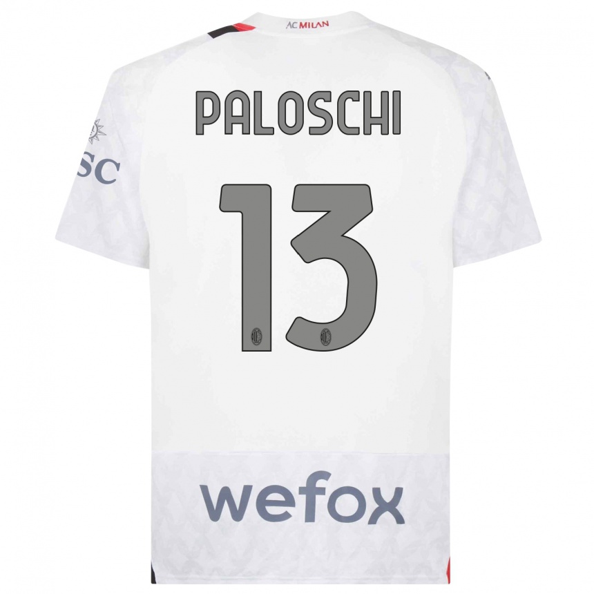 Damen Fußball Dorian Paloschi #13 Weiß Auswärtstrikot Trikot 2023/24 T-Shirt Luxemburg