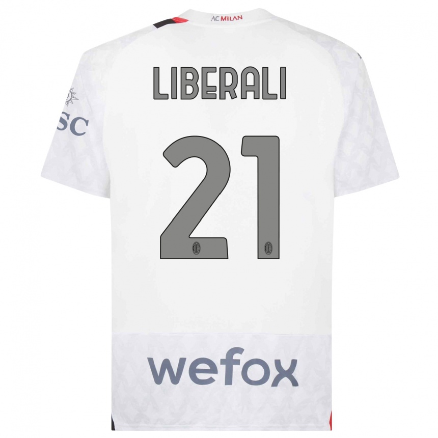 Damen Fußball Mattia Liberali #21 Weiß Auswärtstrikot Trikot 2023/24 T-Shirt Luxemburg