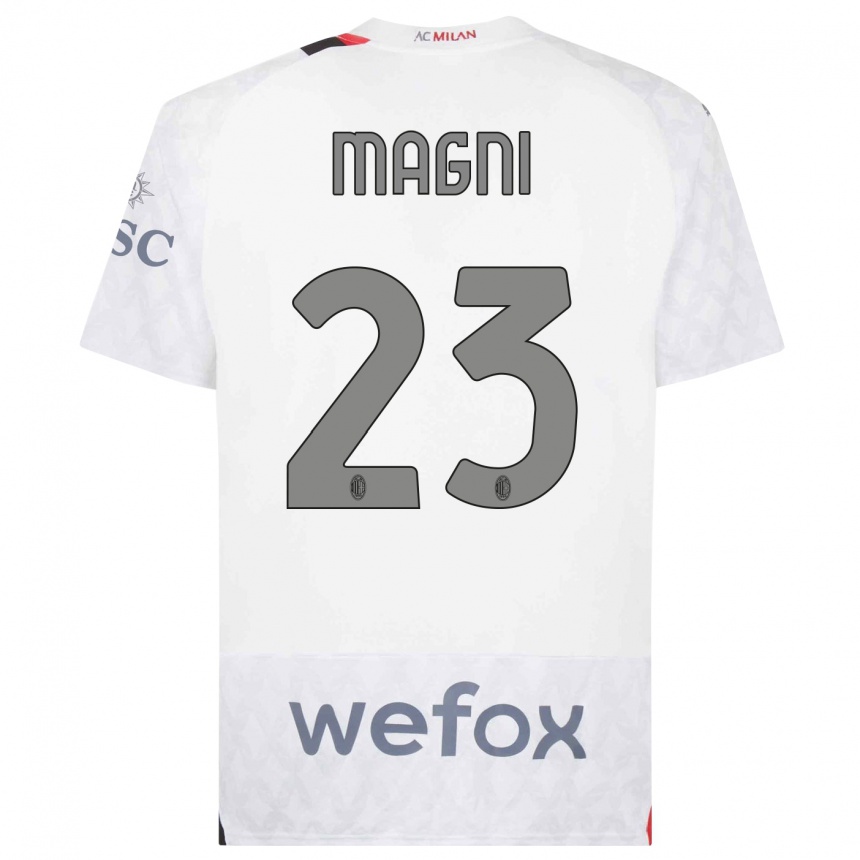 Damen Fußball Vittorio Magni #23 Weiß Auswärtstrikot Trikot 2023/24 T-Shirt Luxemburg