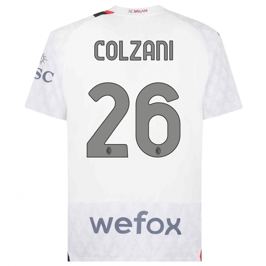 Damen Fußball Edoardo Colzani #26 Weiß Auswärtstrikot Trikot 2023/24 T-Shirt Luxemburg