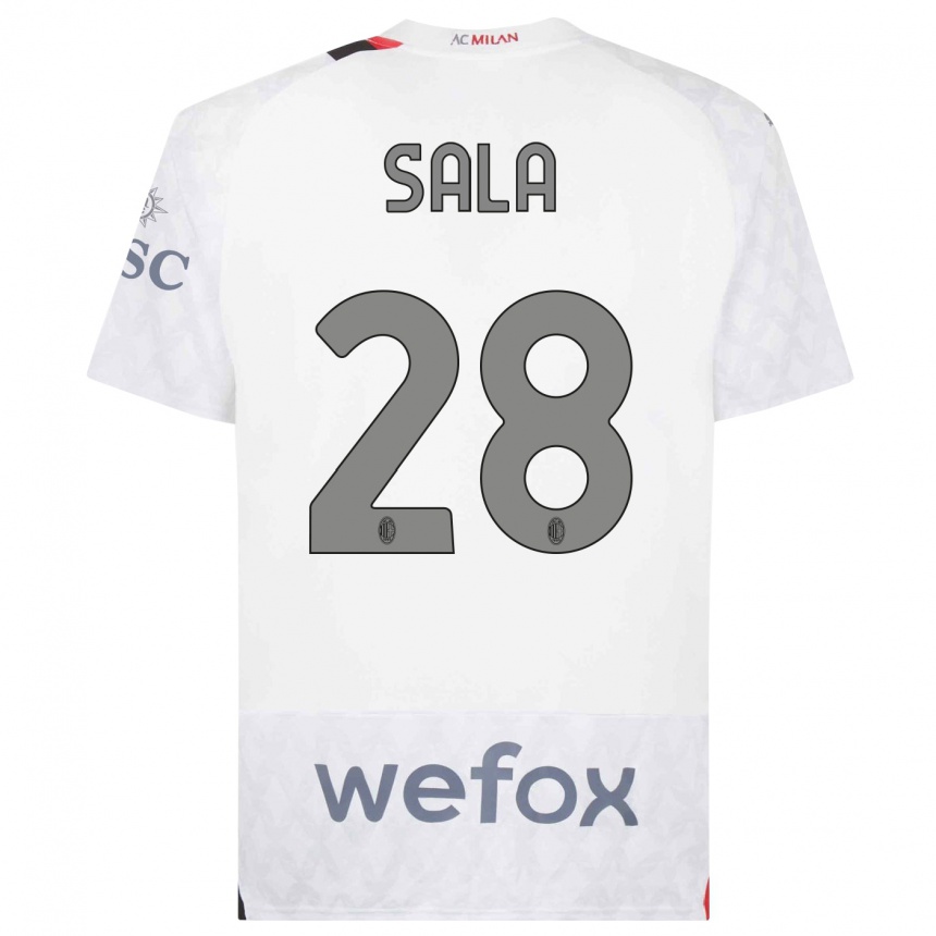 Damen Fußball Emanuele Sala #28 Weiß Auswärtstrikot Trikot 2023/24 T-Shirt Luxemburg