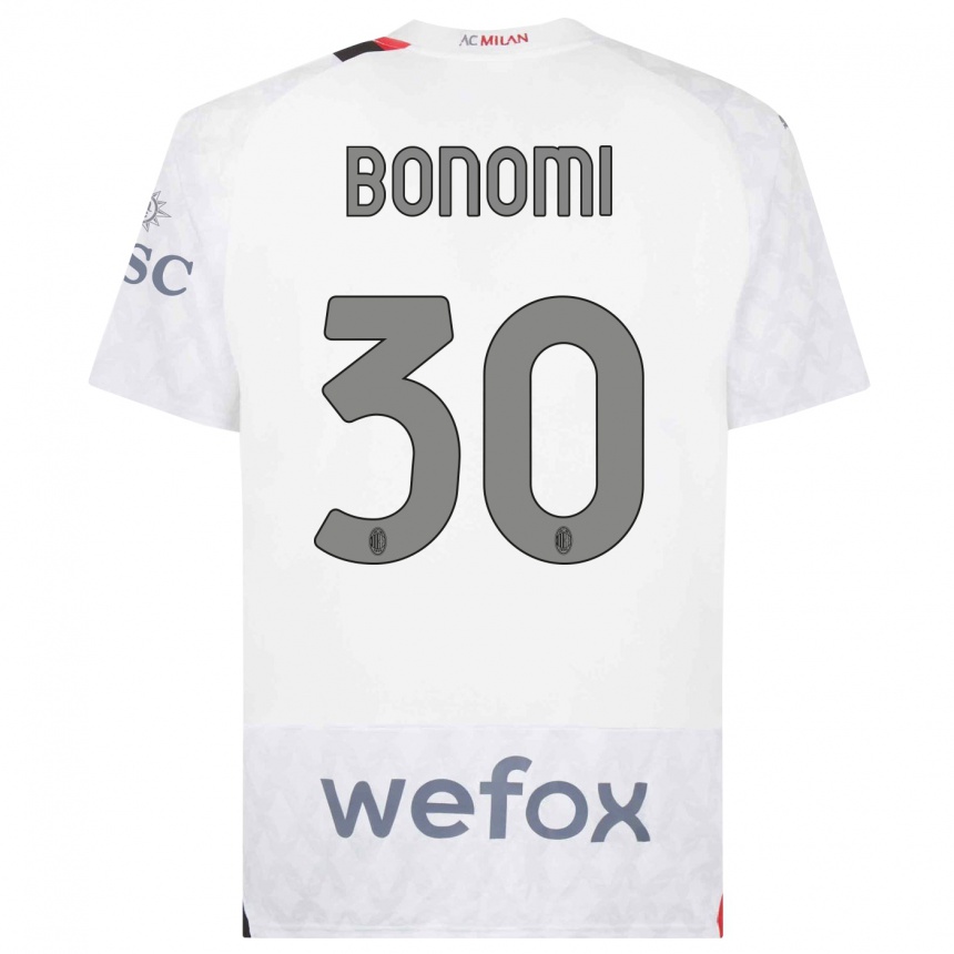 Damen Fußball Alessandro Bonomi #30 Weiß Auswärtstrikot Trikot 2023/24 T-Shirt Luxemburg