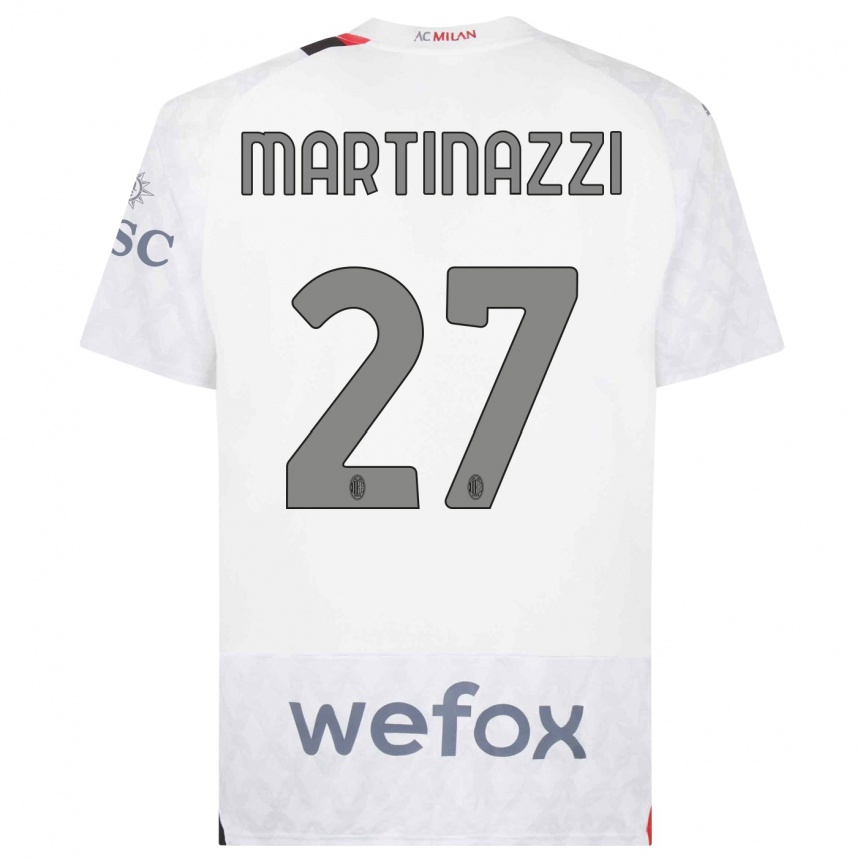 Damen Fußball Luca Martinazzi #27 Weiß Auswärtstrikot Trikot 2023/24 T-Shirt Luxemburg