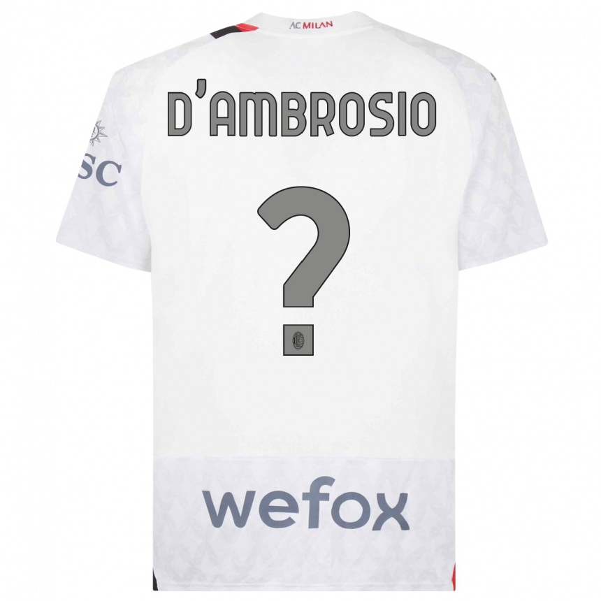 Damen Fußball Antonio D'ambrosio #0 Weiß Auswärtstrikot Trikot 2023/24 T-Shirt Luxemburg