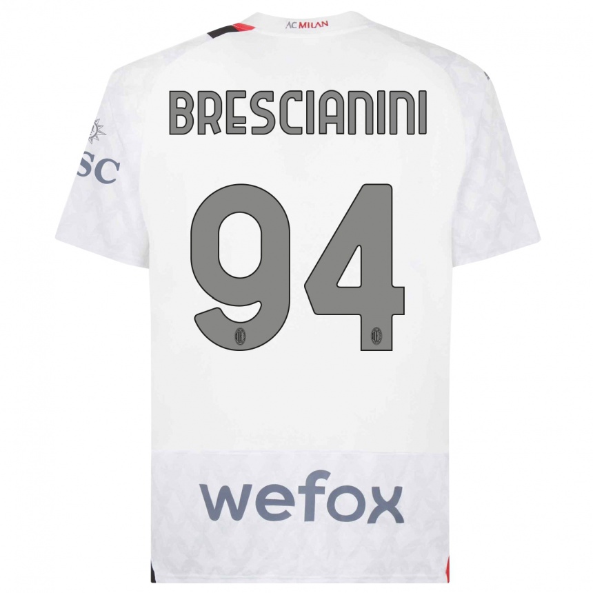 Damen Fußball Marco Brescianini #94 Weiß Auswärtstrikot Trikot 2023/24 T-Shirt Luxemburg