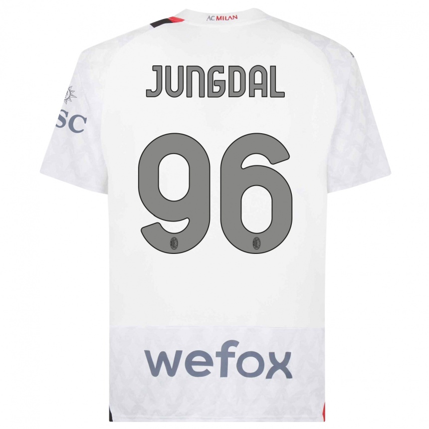 Damen Fußball Andreas Jungdal #96 Weiß Auswärtstrikot Trikot 2023/24 T-Shirt Luxemburg