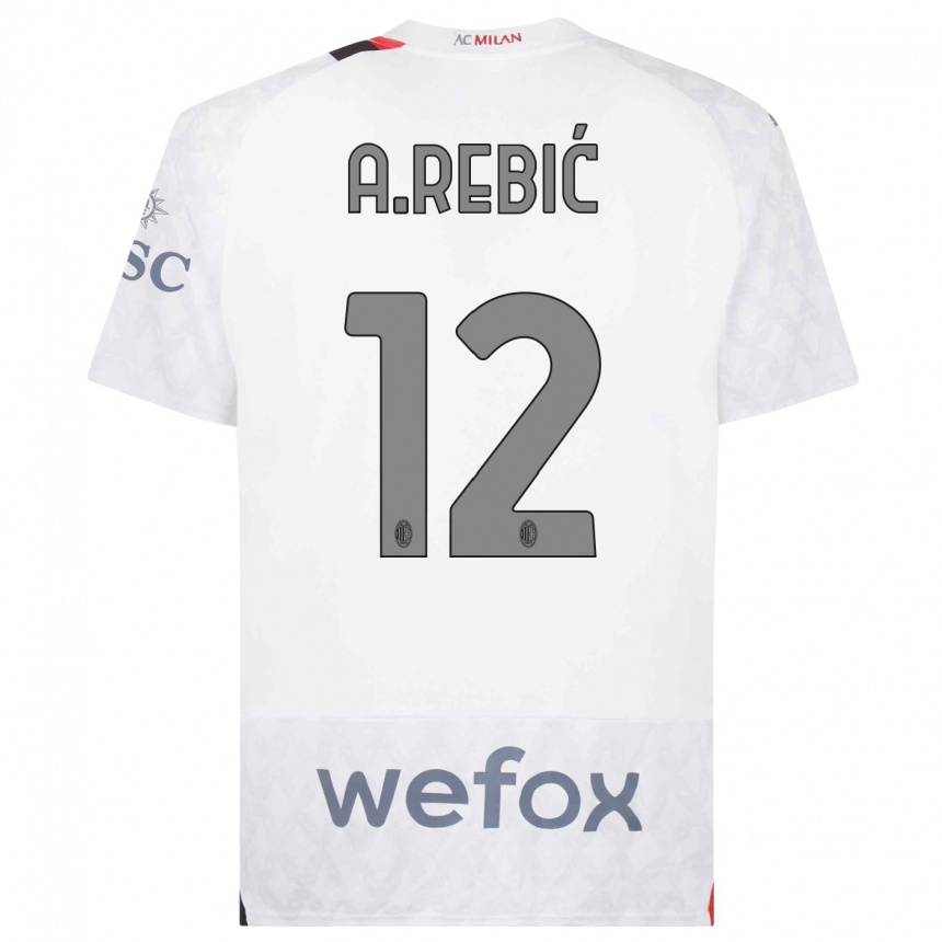 Damen Fußball Ante Rebic #12 Weiß Auswärtstrikot Trikot 2023/24 T-Shirt Luxemburg