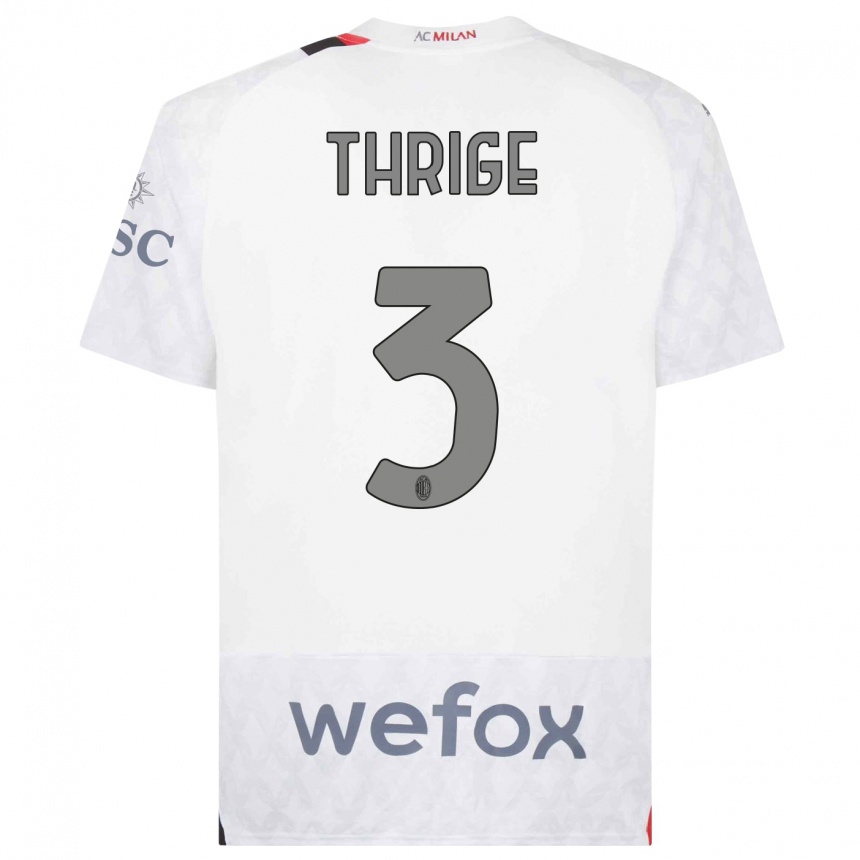 Damen Fußball Sara Thrige #3 Weiß Auswärtstrikot Trikot 2023/24 T-Shirt Luxemburg