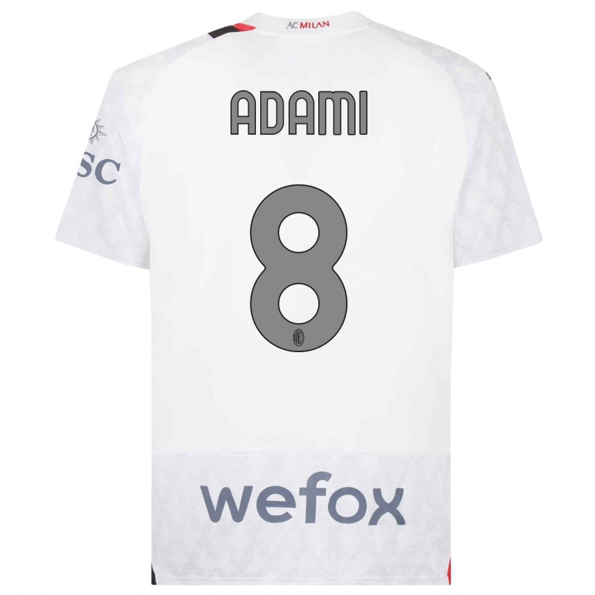 Damen Fußball Greta Adami #8 Weiß Auswärtstrikot Trikot 2023/24 T-Shirt Luxemburg