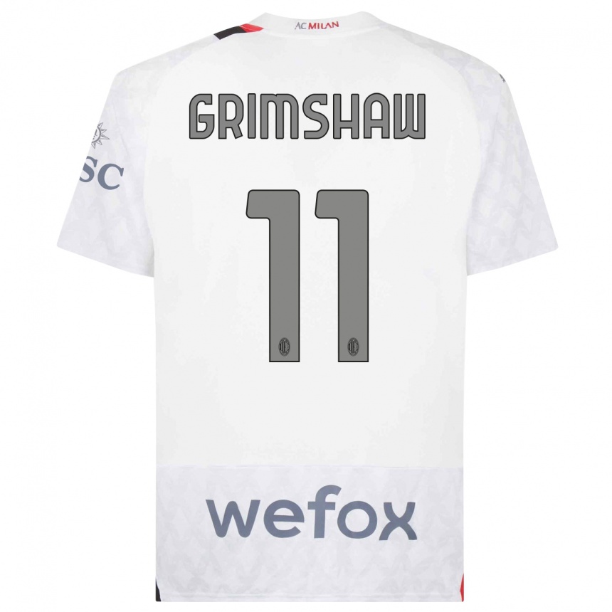 Damen Fußball Christy Grimshaw #11 Weiß Auswärtstrikot Trikot 2023/24 T-Shirt Luxemburg