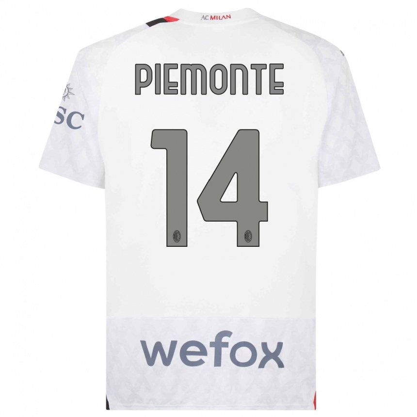 Damen Fußball Martina Piemonte #14 Weiß Auswärtstrikot Trikot 2023/24 T-Shirt Luxemburg