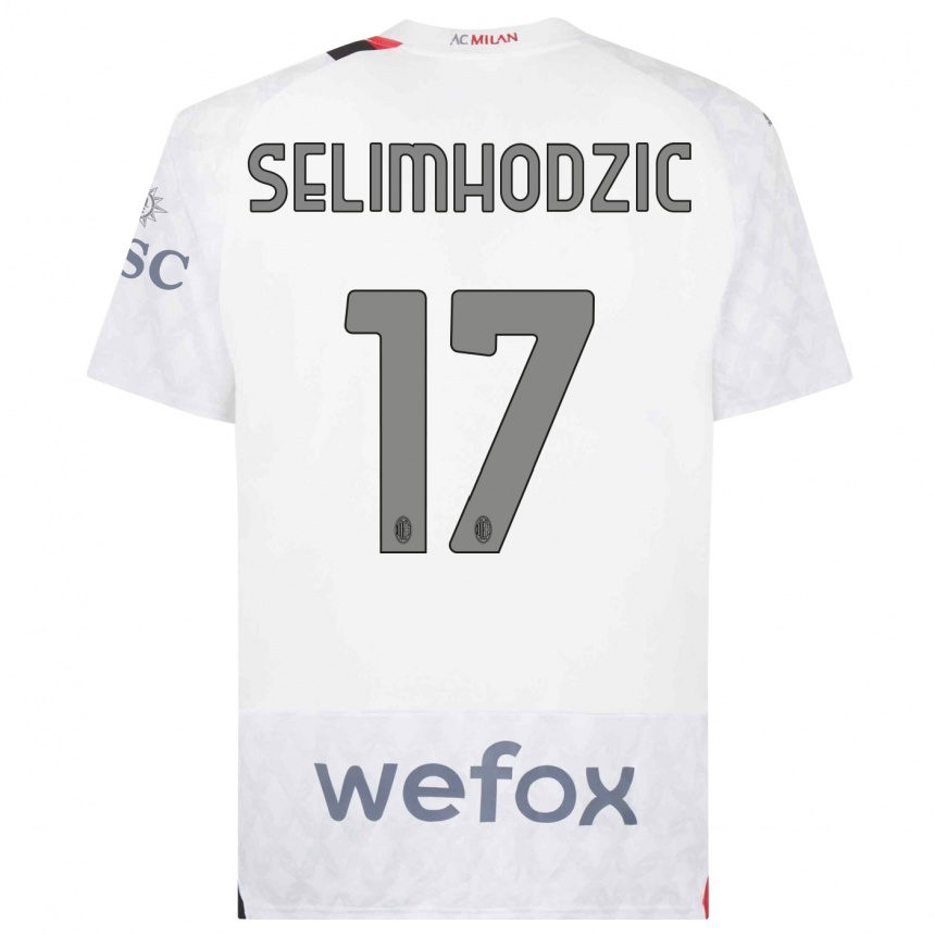 Damen Fußball Noa Selimhodzic #17 Weiß Auswärtstrikot Trikot 2023/24 T-Shirt Luxemburg