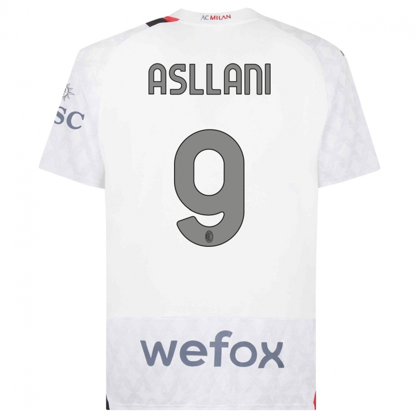 Damen Fußball Kosovare Asllani #9 Weiß Auswärtstrikot Trikot 2023/24 T-Shirt Luxemburg