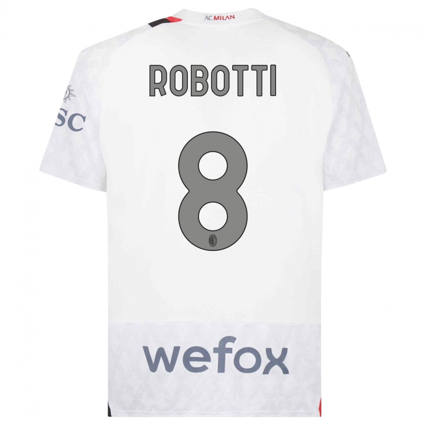 Damen Fußball Giovanni Robotti #8 Weiß Auswärtstrikot Trikot 2023/24 T-Shirt Luxemburg