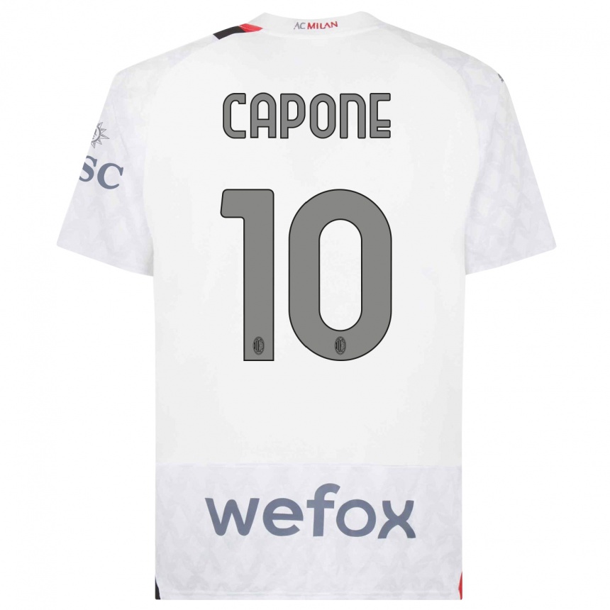 Damen Fußball Andrea Capone #10 Weiß Auswärtstrikot Trikot 2023/24 T-Shirt Luxemburg
