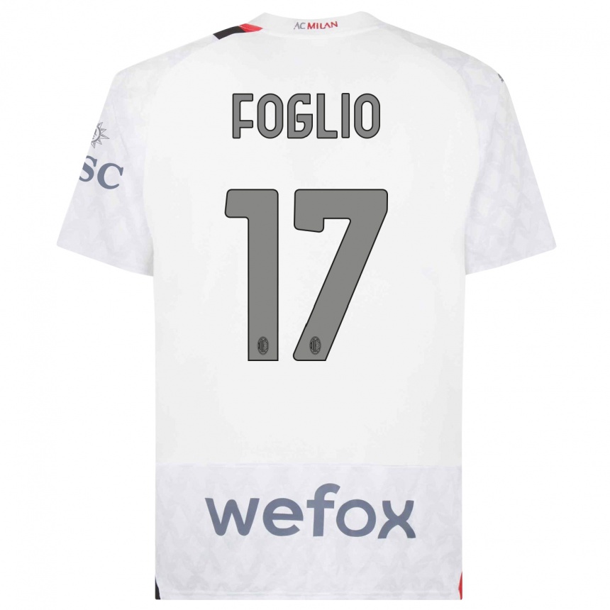 Damen Fußball Christian Foglio #17 Weiß Auswärtstrikot Trikot 2023/24 T-Shirt Luxemburg