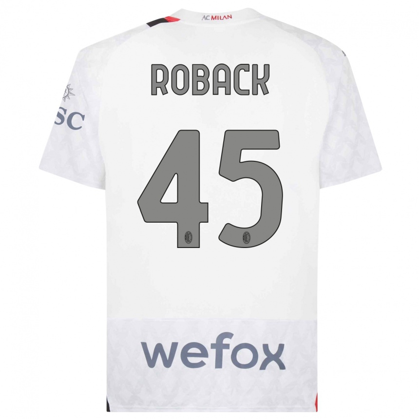 Damen Fußball Emil Roback #45 Weiß Auswärtstrikot Trikot 2023/24 T-Shirt Luxemburg