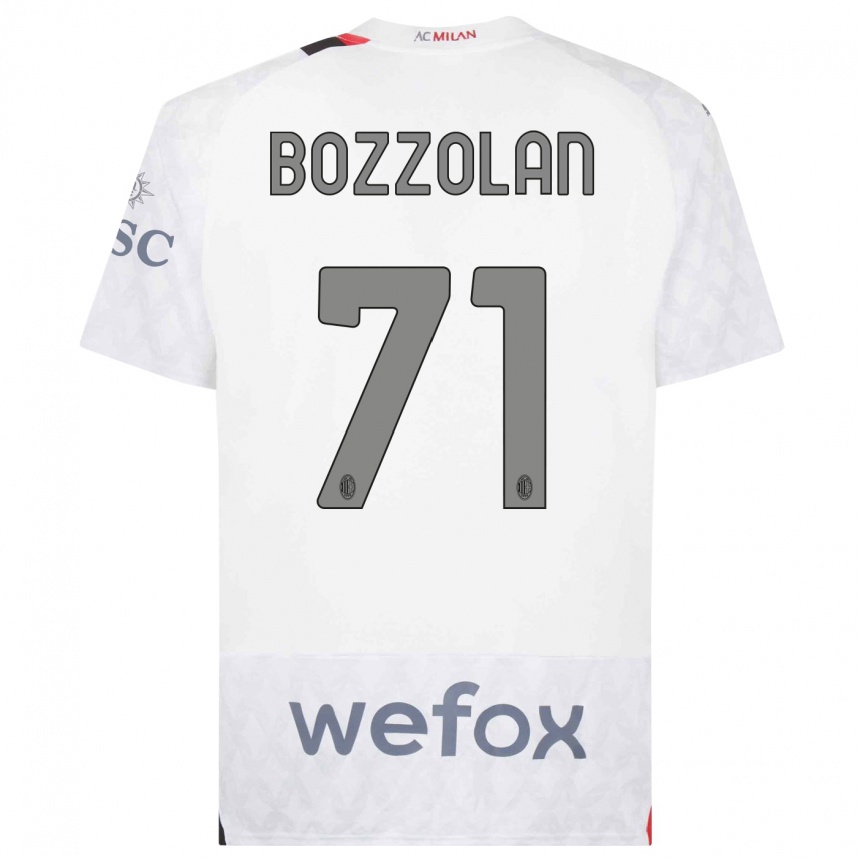 Damen Fußball Andrea Bozzolan #71 Weiß Auswärtstrikot Trikot 2023/24 T-Shirt Luxemburg