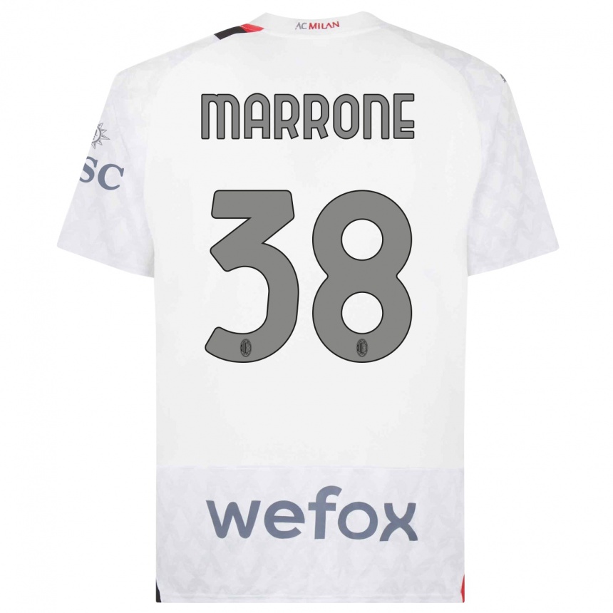 Damen Fußball Federico Marrone #38 Weiß Auswärtstrikot Trikot 2023/24 T-Shirt Luxemburg