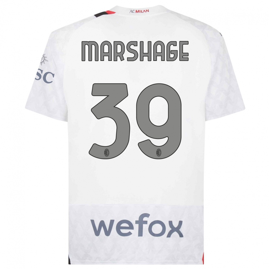 Damen Fußball Wilgot Marshage #39 Weiß Auswärtstrikot Trikot 2023/24 T-Shirt Luxemburg