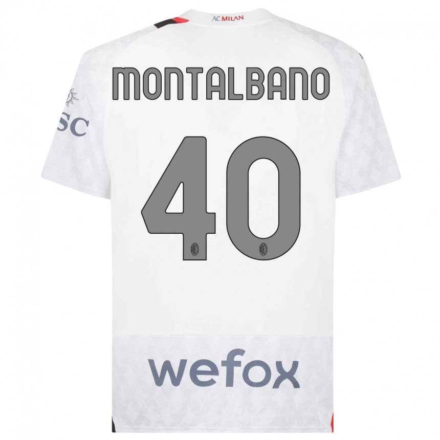 Damen Fußball Nicolo Montalbano #40 Weiß Auswärtstrikot Trikot 2023/24 T-Shirt Luxemburg