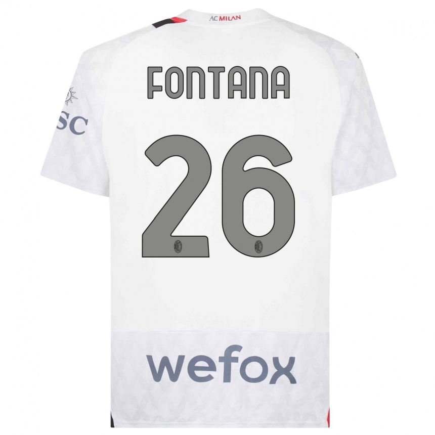 Damen Fußball Francesco Fontana #26 Weiß Auswärtstrikot Trikot 2023/24 T-Shirt Luxemburg