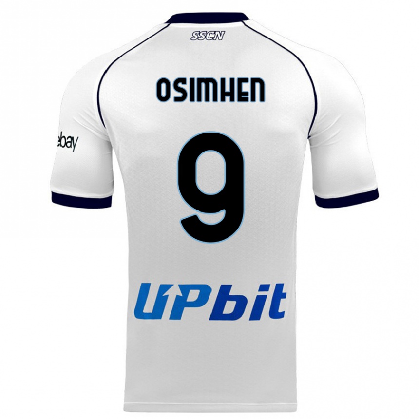 Damen Fußball Victor Osimhen #9 Weiß Auswärtstrikot Trikot 2023/24 T-Shirt Luxemburg