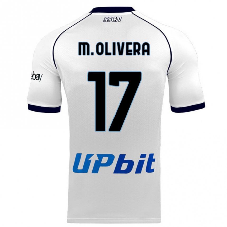 Damen Fußball Mathias Olivera #17 Weiß Auswärtstrikot Trikot 2023/24 T-Shirt Luxemburg