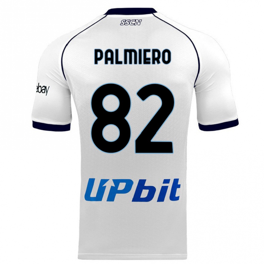 Damen Fußball Luca Palmiero #82 Weiß Auswärtstrikot Trikot 2023/24 T-Shirt Luxemburg