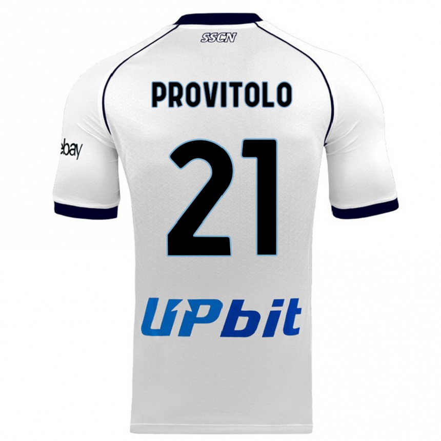 Damen Fußball Vincenzo Provitolo #21 Weiß Auswärtstrikot Trikot 2023/24 T-Shirt Luxemburg