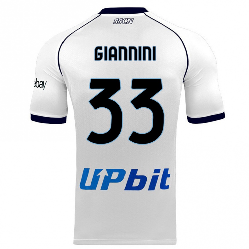 Damen Fußball Enrico Giannini #33 Weiß Auswärtstrikot Trikot 2023/24 T-Shirt Luxemburg