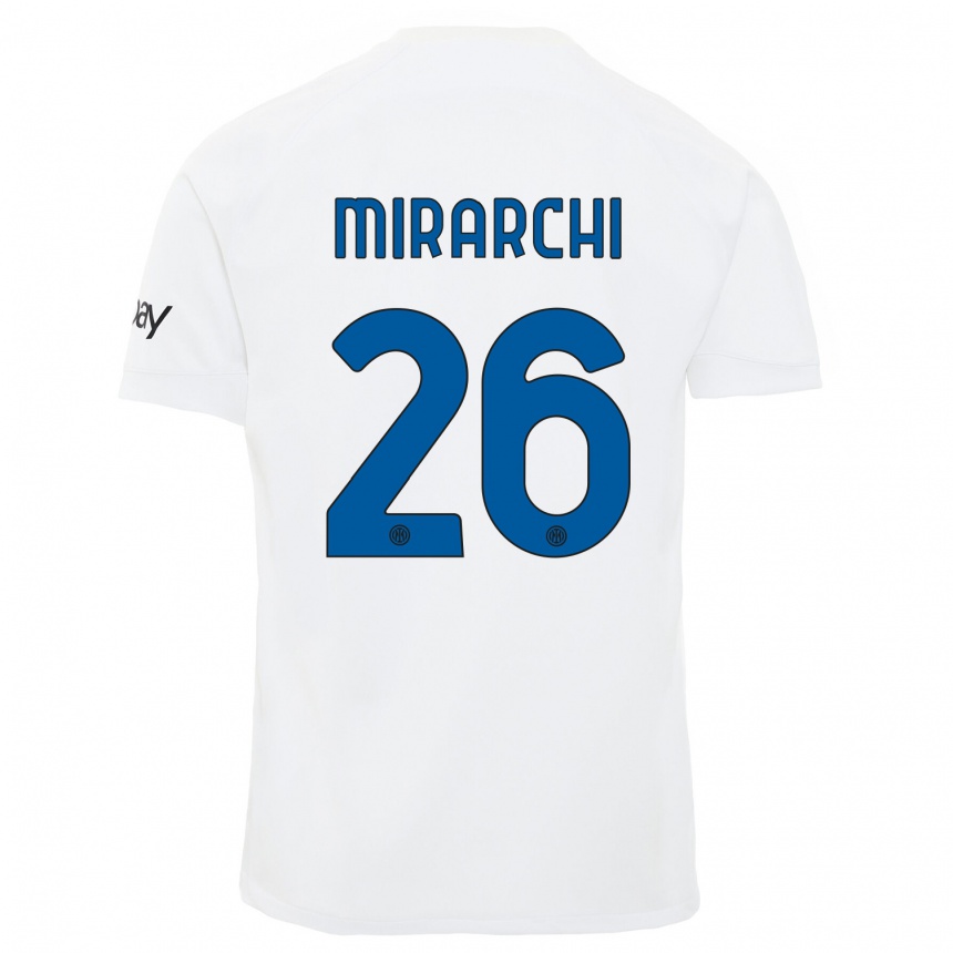 Damen Fußball Mattia Mirarchi #26 Weiß Auswärtstrikot Trikot 2023/24 T-Shirt Luxemburg