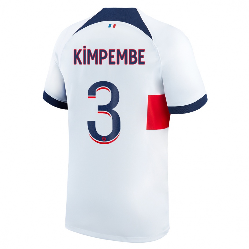 Damen Fußball Presnel Kimpembe #3 Weiß Auswärtstrikot Trikot 2023/24 T-Shirt Luxemburg