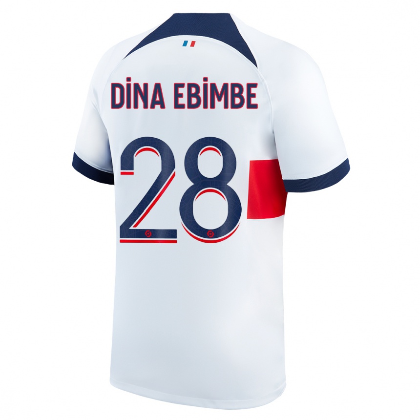 Damen Fußball Eric Junior Dina Ebimbe #28 Weiß Auswärtstrikot Trikot 2023/24 T-Shirt Luxemburg