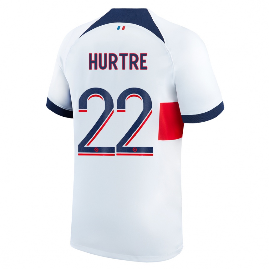 Damen Fußball Oceane Hurtre #22 Weiß Auswärtstrikot Trikot 2023/24 T-Shirt Luxemburg