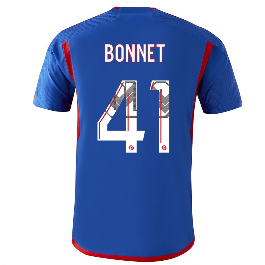 Damen Fußball Noam Bonnet #41 Blau Rot Auswärtstrikot Trikot 2023/24 T-Shirt Luxemburg