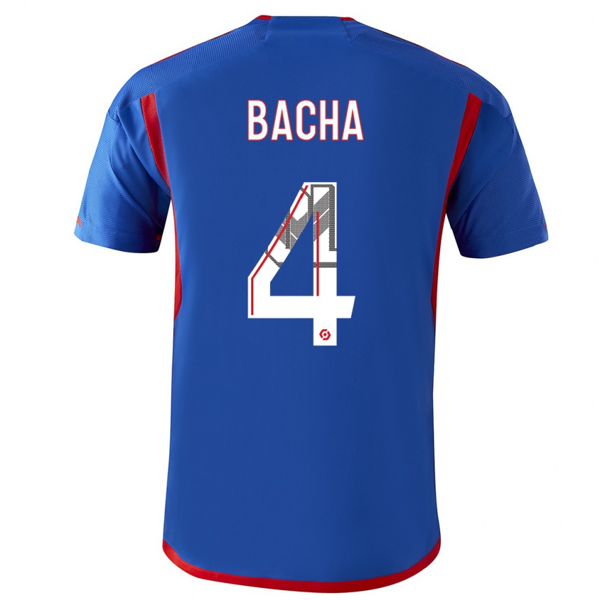 Damen Fußball Selma Bacha #4 Blau Rot Auswärtstrikot Trikot 2023/24 T-Shirt Luxemburg