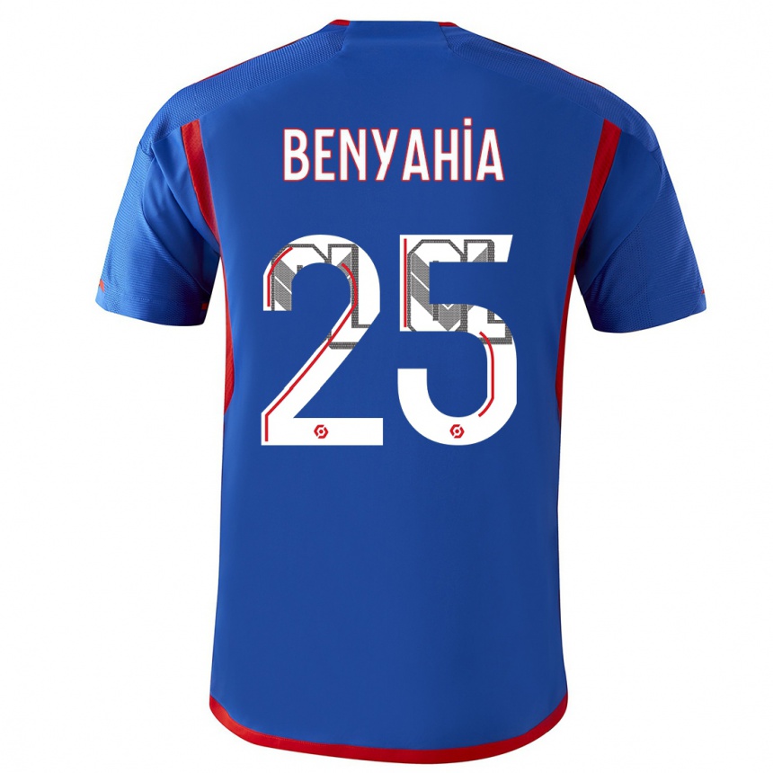 Damen Fußball Ines Benyahia #25 Blau Rot Auswärtstrikot Trikot 2023/24 T-Shirt Luxemburg